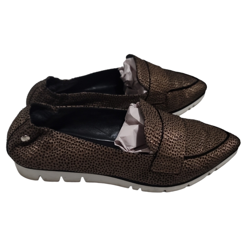AGL Metallic Pointed toe Leather Loafers - Picture 3 of 9